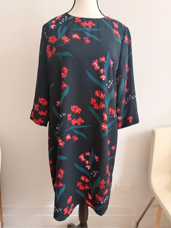 Hobbs London Dresses & Skirts - Hobbs London Black Dress with Red Floral Detail